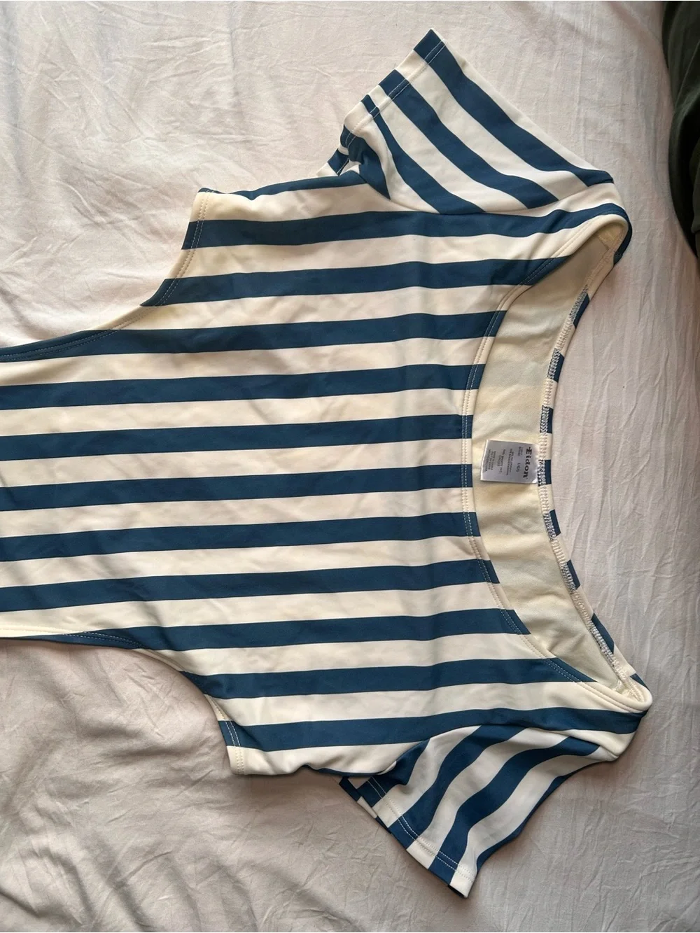 Women’s  Blue and White Striped One-Piece Swimsuit